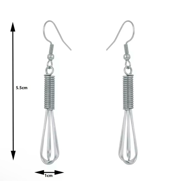 Whisk Charm Earrings for Chef Baker or Cook - Picture 5 of 6